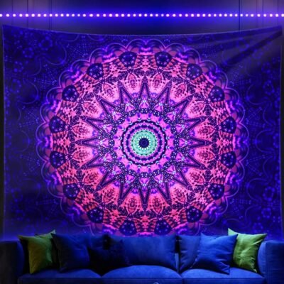 Blacklight Mandala Tapestry