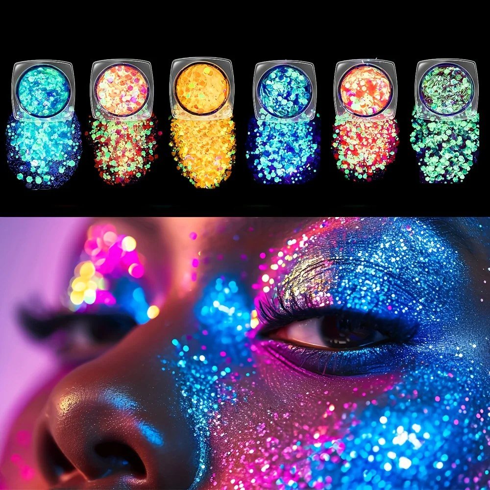 Glow Chunky Glitter Gel — 6 Pots - Image 2