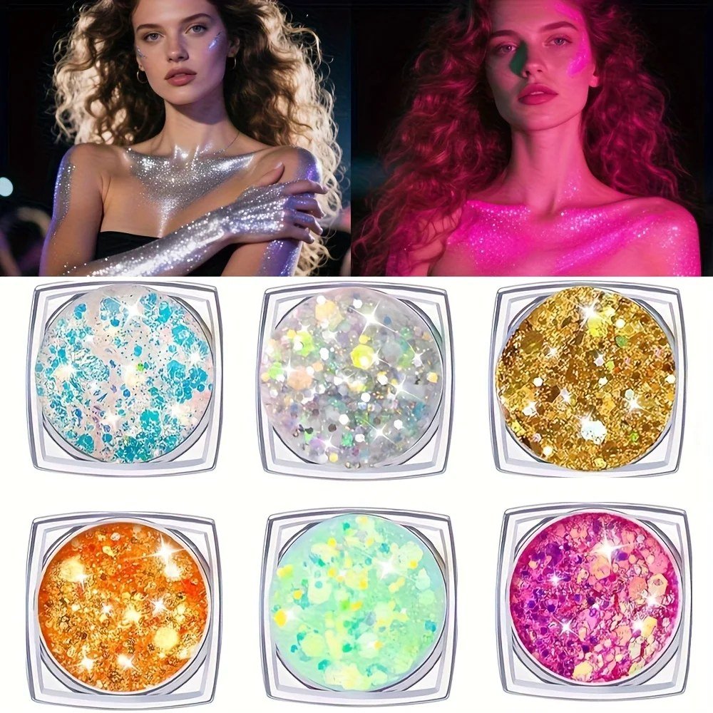 Glow Chunky Glitter Gel — 6 Pots - Image 3