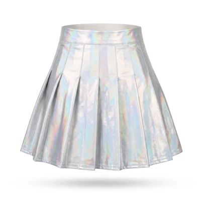 Holographic Pleated Mini Skirt